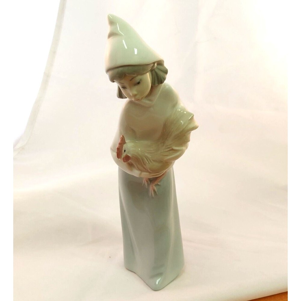 Lladro Daisa Statue Figurine Girl W/ Rooster Chicken 8" Retired Collectors